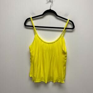 Alice + Olivia Yellow Scoop Neck Lyra Spaghetti Braided Strap Tank Top L $195